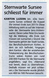 Die Sternwarte Sursee vor dem Aus ?