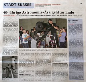 Surseer Woche : Letzte Stunde für die Sternwarte Sursee
