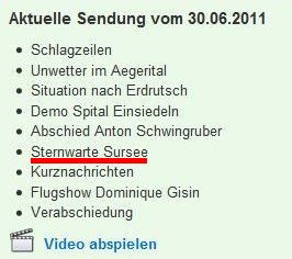 Fr. 30. Juni 2011, Tele1-Nachrichten